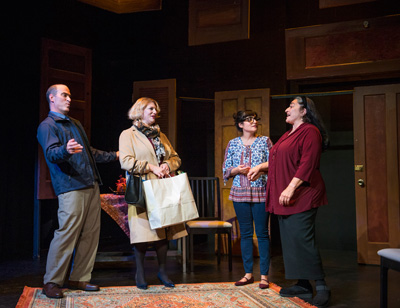 Yeghiazarian’s Thanksgiving at Khodabakshian’s. Pictured (l to r): Lawrence Radecker, Jessica Lea Risco, Atosa Babaoff, Bella Warda. Photo by David Allen Studio.