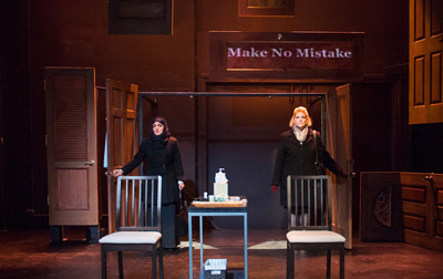 Shamieh’s Make No Mistake, featuring Atosa Babaoff and Jessica Lea Risco. Photo by David Allen Studio.