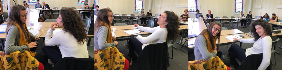 Anna talks with Melis at the ReOrient 2017 Camp. Photos by Nakissa Etemad.